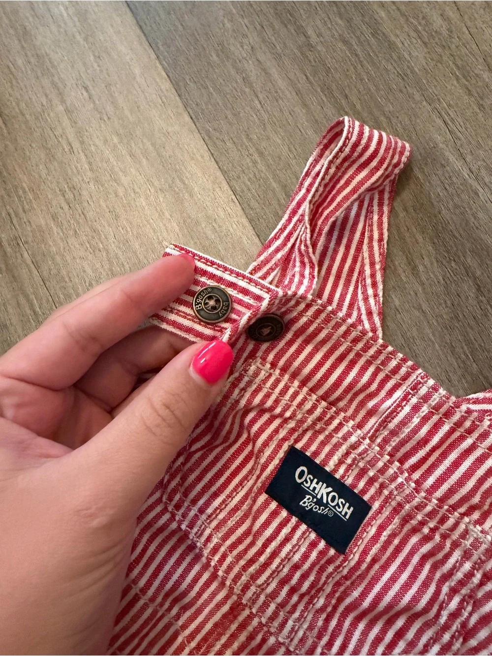 OshKosh Red & White Striped Baby Overalls